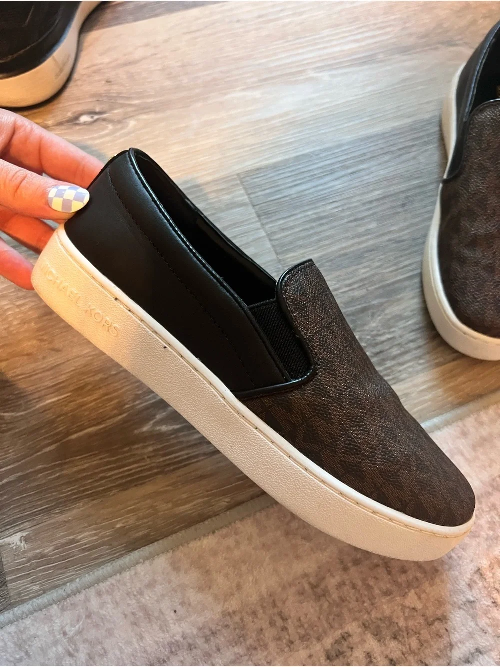 Michael Kors Brown Patterned Women's Slip-On Sneakers